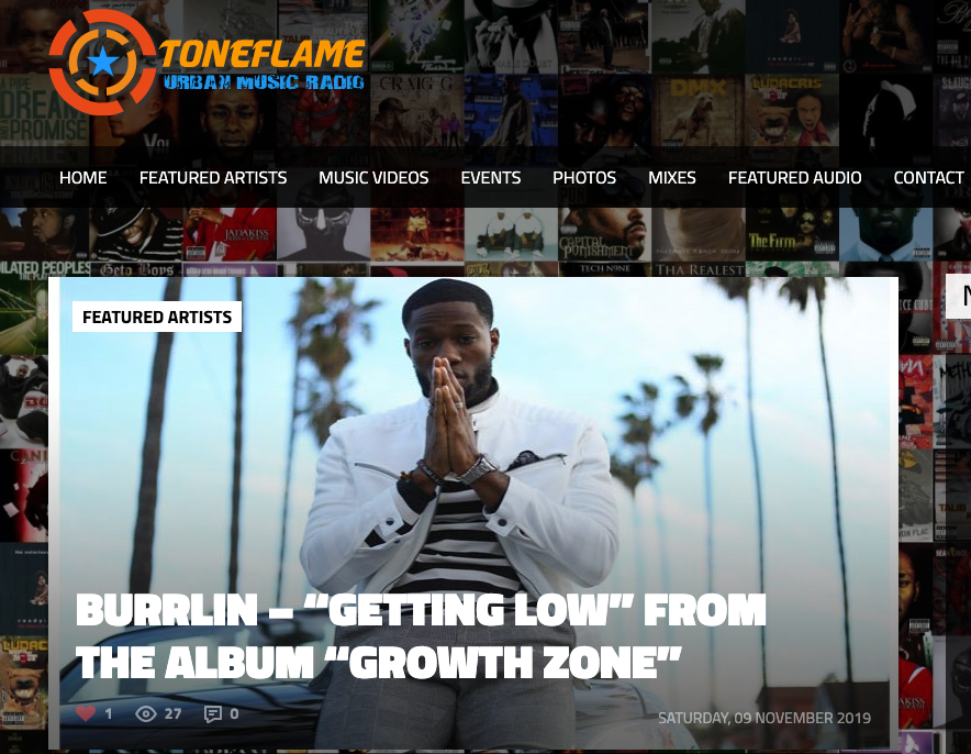 TONEFLAME URBAN MUSIC RADIO: BurrLin -" GETTING LOW" WRITE UP